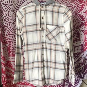 Mudd Soft Plaid Top with Hood